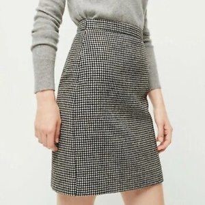 J. Crew 100% Wool Houndstooth Plaid High-Rise Mini Skirt Size 2